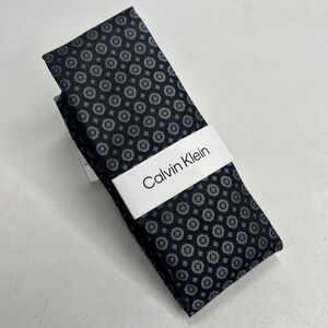 CALVIN KLEIN Men's Hex Dot Medallion Tie Black & Silver Silk Polyester Blend NEW